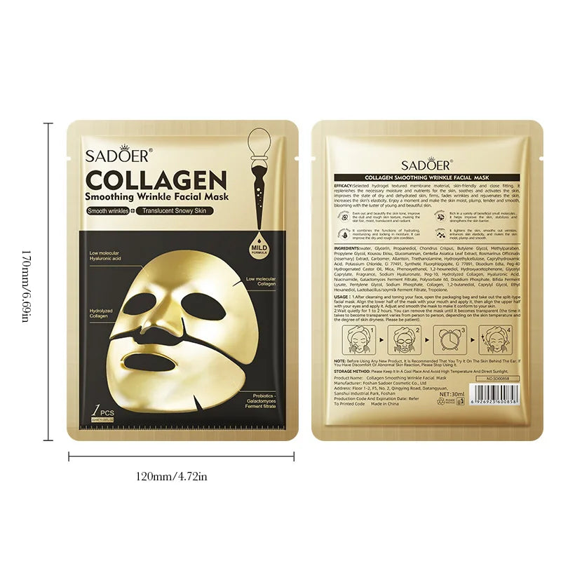 Maschera Viso al Collagene SADOER – Idratazione e Pelle Luminosa