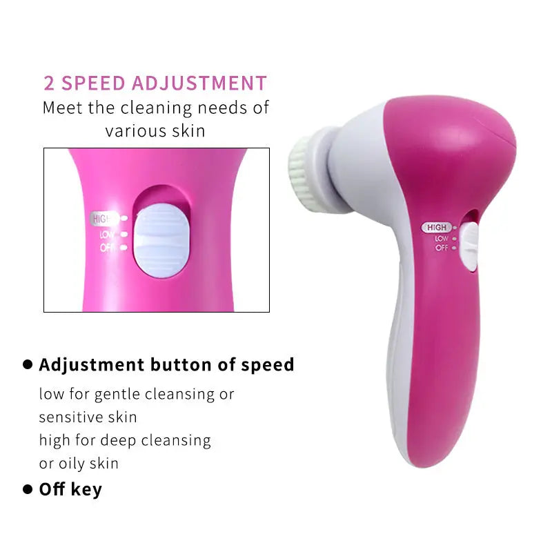 Spazzola Elettrica Viso 5 in 1 – Pulizia Profonda, Esfoliazione e Massaggio Viso